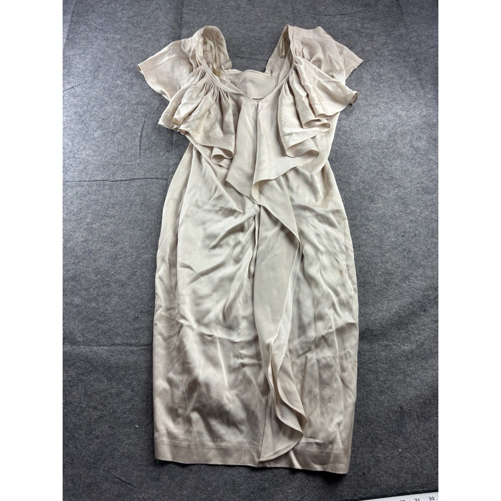 $338 BCBG RUNWAY WOMENS‎ XS FXL6C398) FLUTTER SLEEVE WOVEN SATIN DRESS SEXY 90s